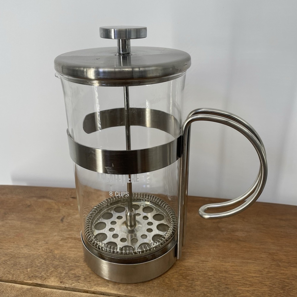 La Cafetiere French Press Coffee Maker 8 Cup Chrome Plunger Style - EUC